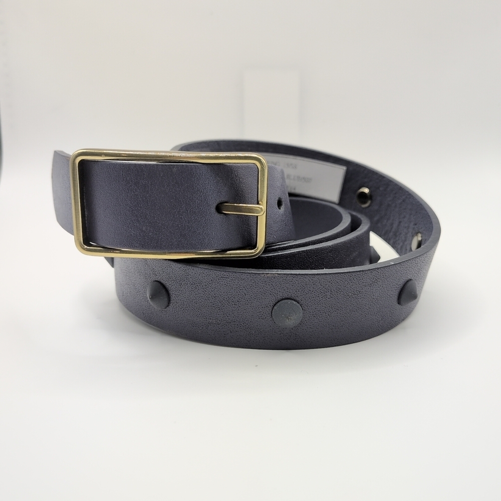 Twilight Blue Fossil Belt Vegan Leather Rubber Studded Size Large 37"